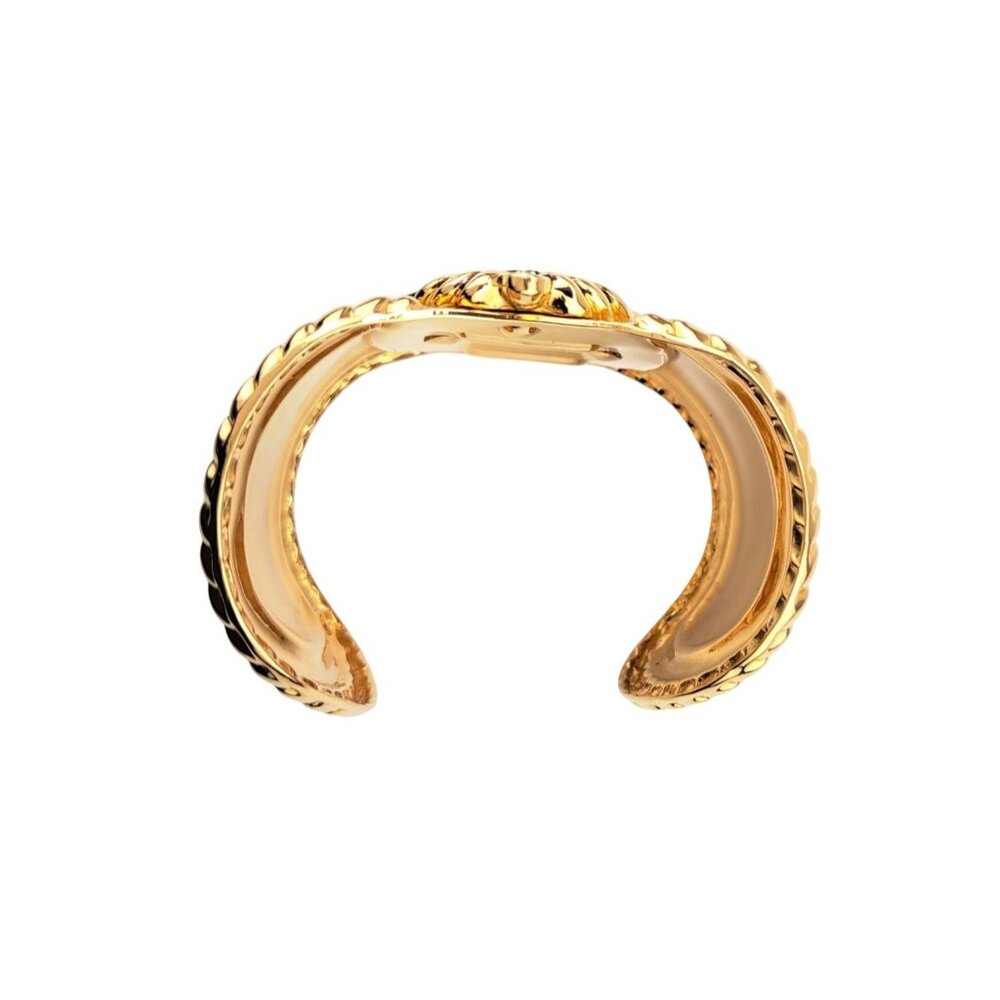 Vintage Coreen Simpson Gold Tone Black Cameo Avon Regal Beauty Cuff Bracelet - Picture 4 of 13